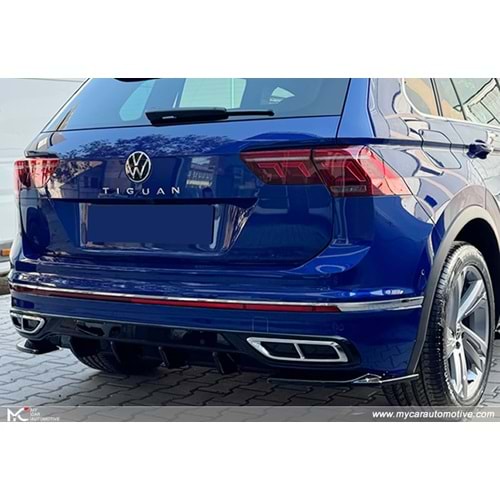 VW Tiguan Mk2 FL 2020+ - Tampon Flap/Arka Yan, A Plus R/R Line V1 Stil, Piano Black Parlak Ürün Yüzeyi, Vakum, Set