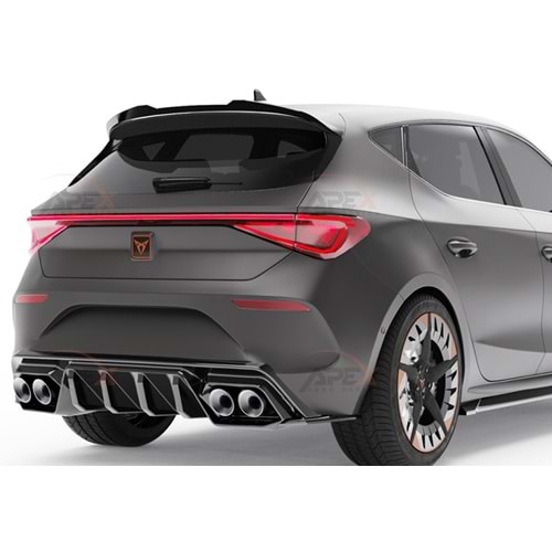 Seat Cupra Leon Mk1 2020+ - Difüzör/Arka, A Pex Cupra V1 Style, Piano Black Parlak Ürün Yüzeyi, Vakum