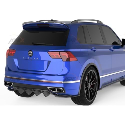 VW Tiguan Mk2 FL 2020+ - Difüzör/Arka, A Pex R/R Line V1 Stil, Piano Black Parlak Ürün Yüzeyi, Vakum