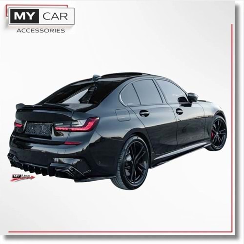 BMW G20 2019+ - Difüzör/Arka, A Plus M Pack V1 Stil , Piano Black Parlak Ürün Yüzeyi, Vakum
