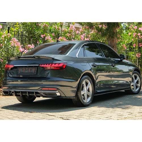 Audi A4 B9 FL 2019+ - Difüzör/Arka, A Plus Std. Line V1 Stil, Piano Black Parlak Ürün Yüzeyi, Vakum