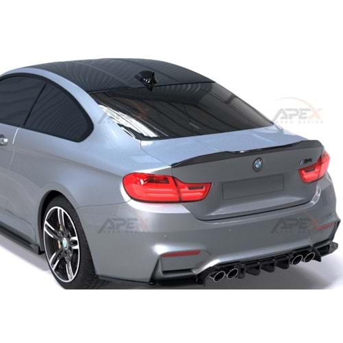 BMW F82 M4 2014+ - Spoiler, A Pex M4 V1 Stil, Bagaj üzeri, Çift Taraflı Piano Black Parlak Ürün Yüzeyi, Vakum