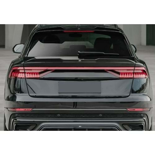 Audi Q8 S Mk1 2019+ - Spoiler, A Plus S8/S Line Cap V1 Stil, Cam Altı, Piano Black Parlak Ürün Yüzeyi, Vakum