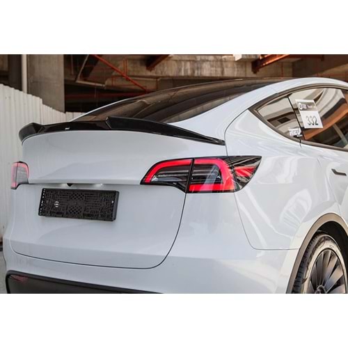 Tesla Model Y 1 2020+ - Spoiler, A Plus Std. Line Cap V1 Stil, Cam Altı, Piano Black Parlak Ürün Yüzeyi, Vakum