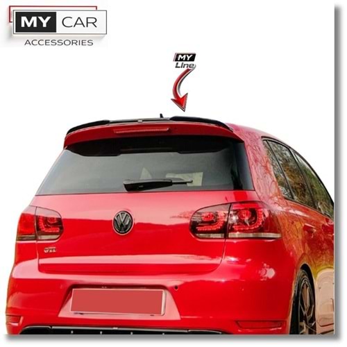 VW Golf Mk6 2008+ - Spoiler A Plus R V1 Stil, Tavan Üzeri, Piano Black Parlak Ürün Yüzeyi, Vakum