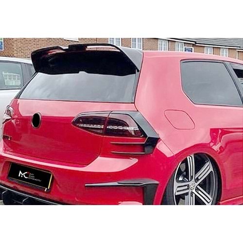 VW Golf Mk7 2012+ - Spoiler, Oettinger V2 Stil, Tavan Üzeri, Piano Black Boyalı Ürün Yüzeyi, ABS