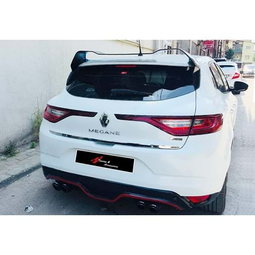 Renault Megane 4 HB 2016+ - Spoiler RS Stil Tavan Üzeri, Piano Black Boyalı Ürün Yüzeyi, FRP