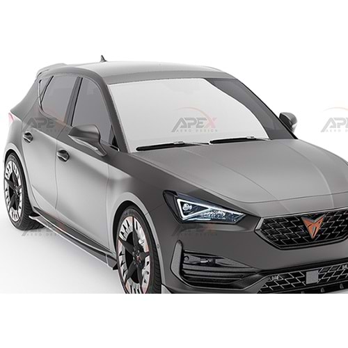 Seat Cupra Leon Mk1 2020+ - Marşpiyel Çıta/Yan Alt, A Pex Cupra/FR V2 Stil, 194 cm, Piano Black Parlak Ürün Yüzeyi, Vakum, Set