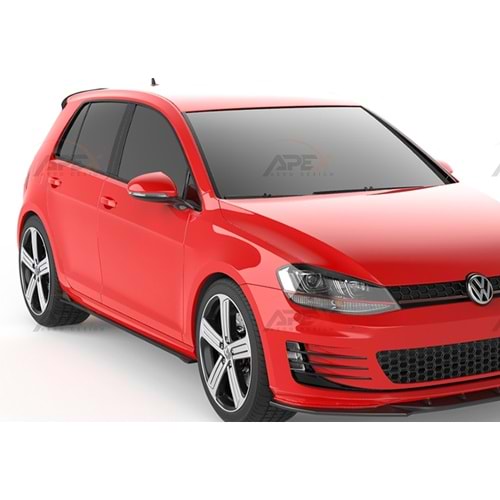 VW Golf Mk7 2012+ - Marşpiyel Çıta/Yan Alt, A Pex GTI V1 Stil, Piano Black Parlak Ürün Yüzeyi, Vakum, Set