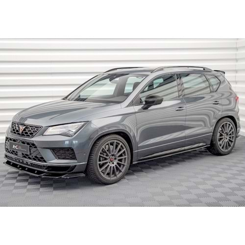 Seat Cupra Ateca Mk1 2018+ - Marşpiyel Alt Çıta A Plus+ Cupra V1 Stil 4 mm, Piano Black Parlak Ürün Yüzeyi, Vkm., Set