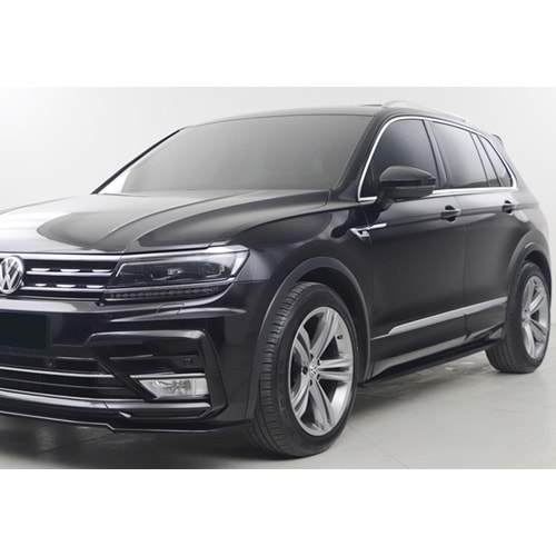 VW Tiguan Mk2 2016+ - Marşpiyel Alt Çıta A Plus+ R Line V1 Stil 4 mm, Piano Black Parlak Ürün Yüzeyi, Vakum, Set