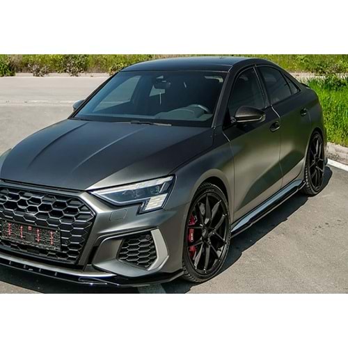 Audi A3 S 8Y SB/SD 2020+ - Marşpiyel Çıta/Yan Alt, A Plus S3/S Line V1 Stil, Piano Black Parlak Ürün Yüzeyi, Vakum, Set