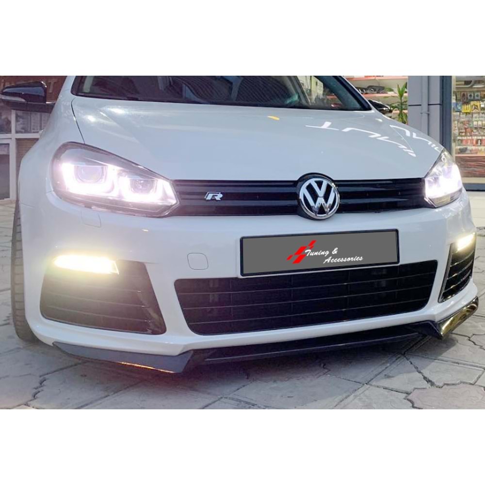 VW Golf Mk6 2008+ - Tampon Lipi/Ön, B Plus R V1 Stil, 3 Parça, Piano Black Ürün Yüzeyi, Vakum