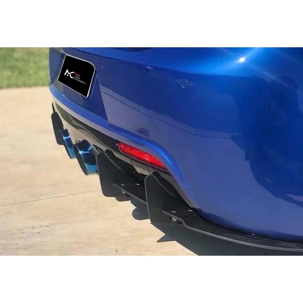 VW Golf Mk5 2003+ - Difüzör Splitter/Arka, A Plus CNC R20 V1 Style, Vida ve Montaj Aparatları, Piano Black Boyalı Ürün Yüzeyi, ABS, Set