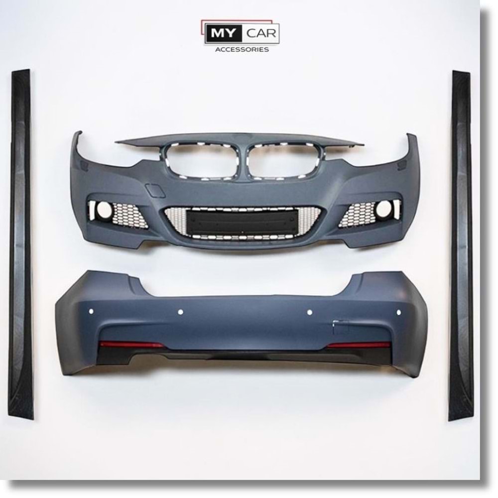 BMW F30 2012+ - Body Kit/Set, M Technic V1 Stil, Far Yıkama Yeri, PCD, İşlem Yapılmamış Ham Ürün Yüzeyi, PU, Set