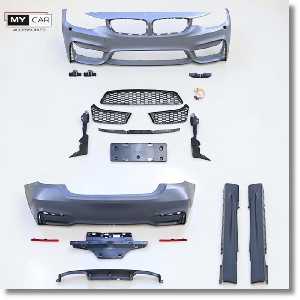 BMW F32 2014+ - Body Kit/Set, M4 V1 Stil, Far Yıkama Yeri, PCD, İşlem Yapılmamış Ham Ürün Yüzeyi, PU, Set