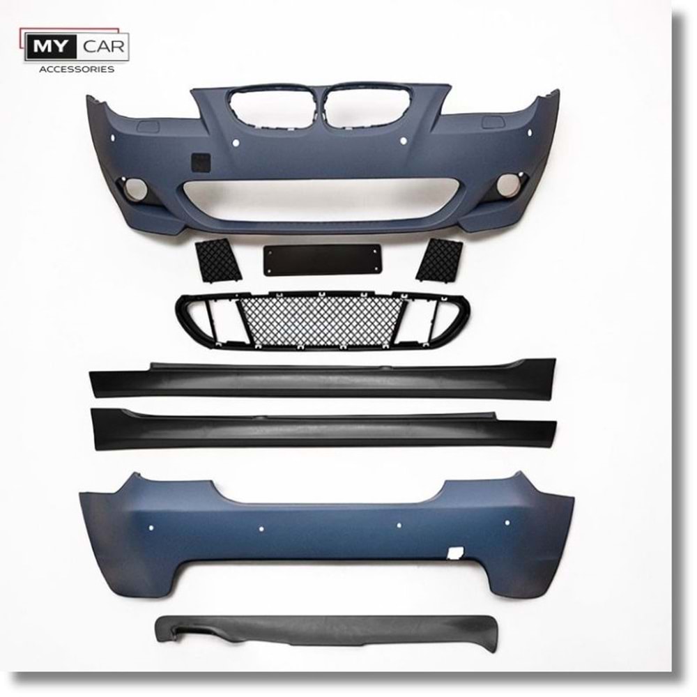 BMW E60 2003+ - Body Kit/Set, M Technic V1 Stil, Far Yıkama Yeri, PCD, İşlem Yapılmamış Ham Ürün Yüzeyi, PU, Set