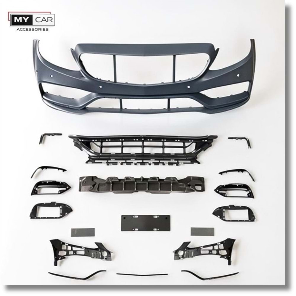 M. Benz W205 FL 2019+ - Body Kit/Tampon Ön, AMG C63S V1 Stil, PCD, İşlem Yapılmamış Ham Ürün Yüzeyi, PU, Set