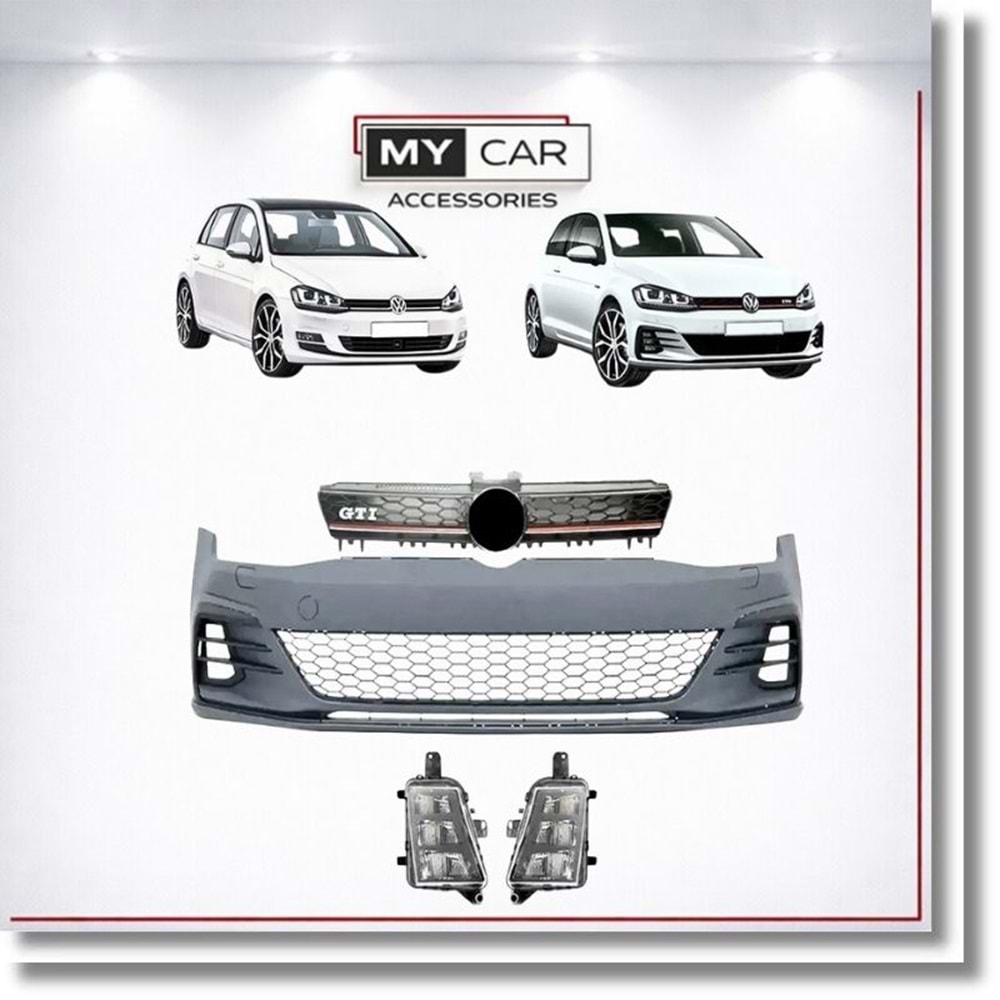 VW Golf Mk7 2012+ - Body Kit/Tampon Ön, GTI Stil, Pnjr., İşlem Yapılmamış Ham Ürün Yüzeyi, PP, Set