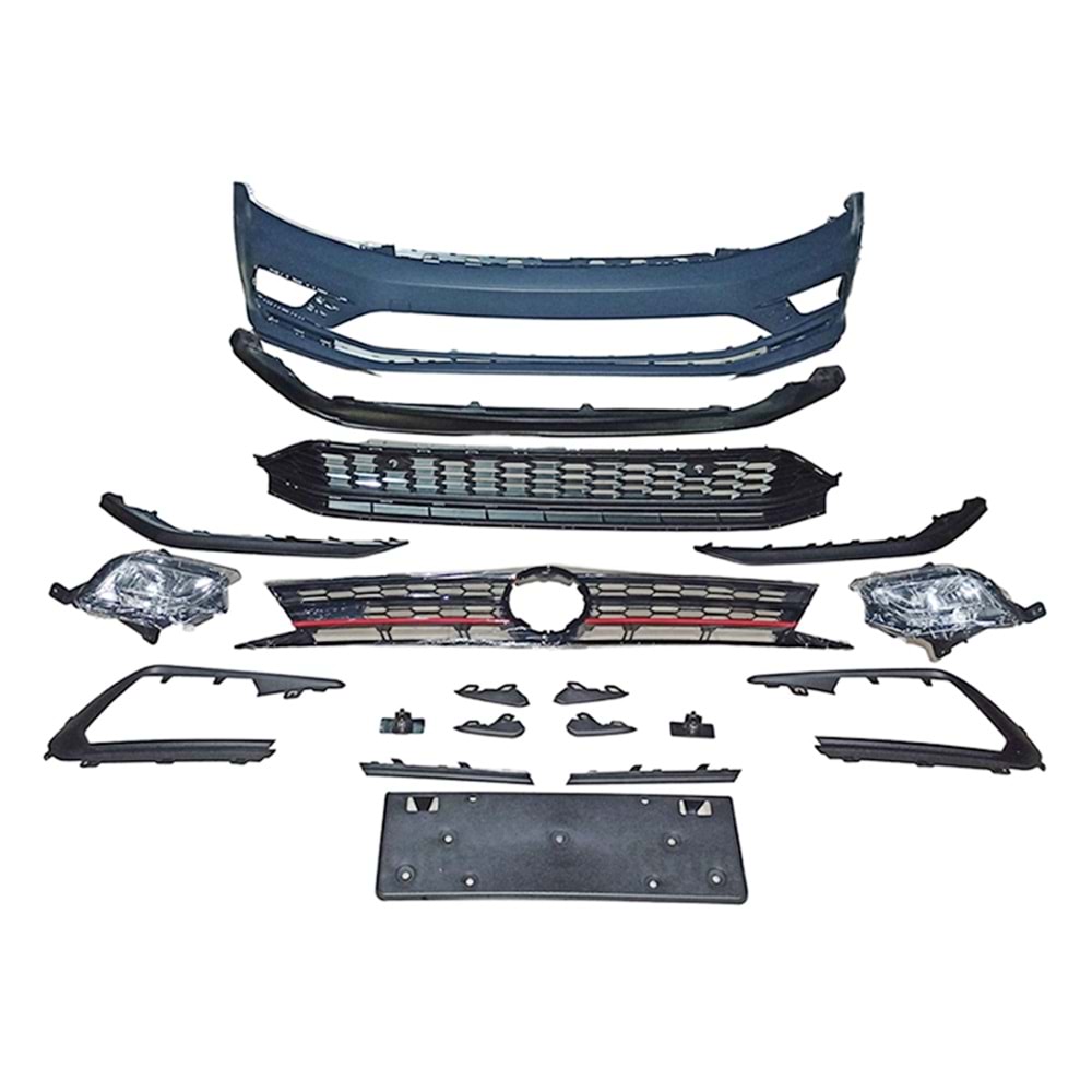 VW Jetta Mk6 FL 2014+ - Tampon/Ön, GLI Stil Chn., Pnjr., İşlem Yapılmamış Ham Ürün Yüzeyi, Set, ABS