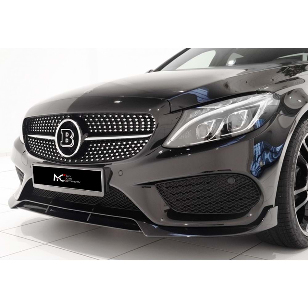 M. Benz W205 2015+ - Tampon Lipi/Ön Flaplı, Brabus V1 Stil, 3 Parça, Piano Black Boyalı Ürün Yüzeyi, ABS