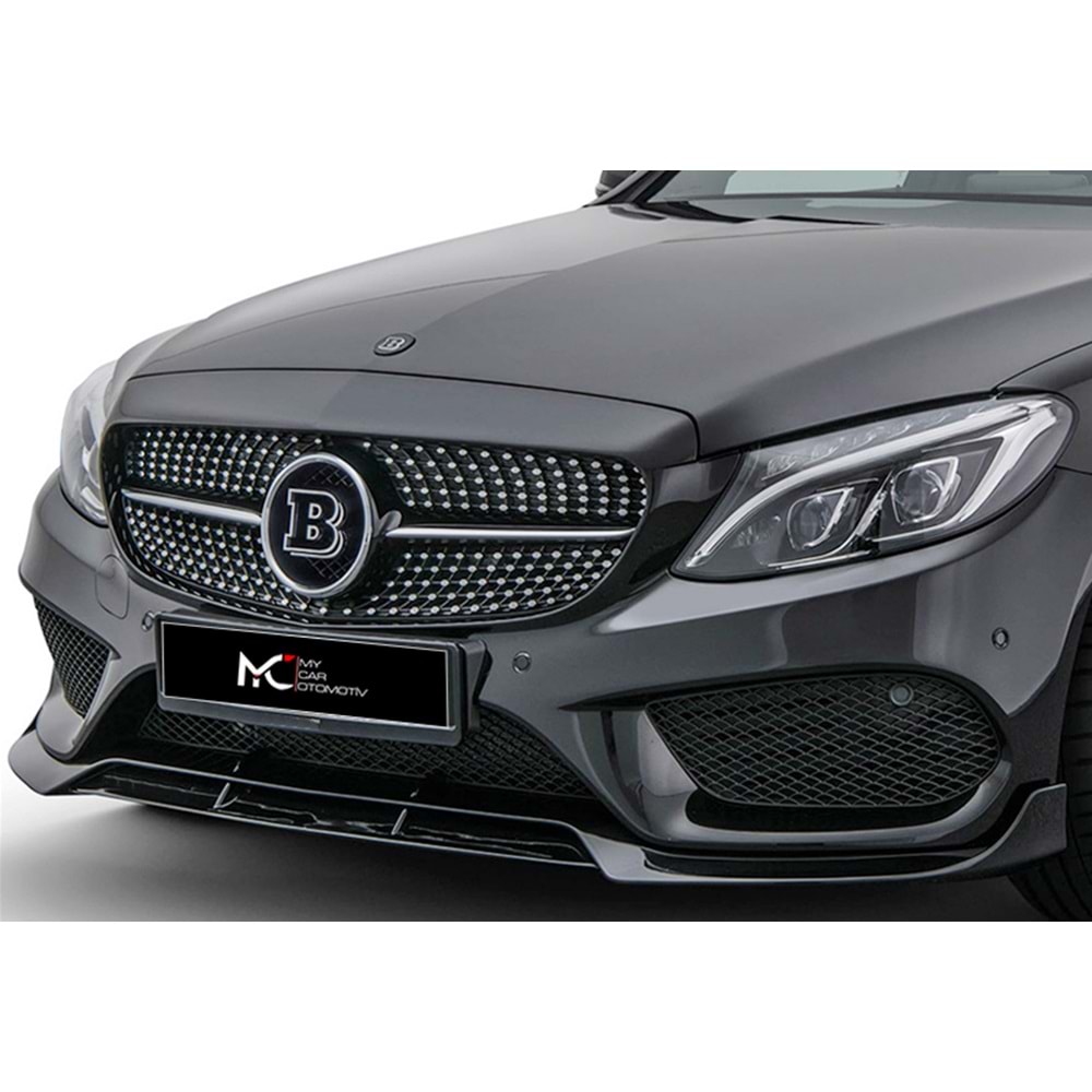 M. Benz W205 2015+ - Tampon Lipi/Ön Flaplı, Brabus V1 Stil, 3 Parça, Piano Black Boyalı Ürün Yüzeyi, ABS