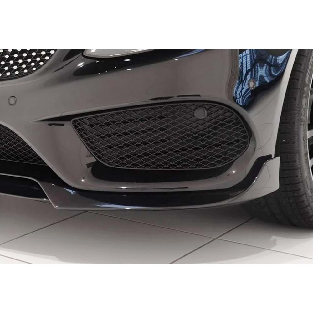 M. Benz W205 2015+ - Tampon Lipi/Ön Flaplı, Brabus V1 Stil, 3 Parça, Piano Black Boyalı Ürün Yüzeyi, ABS