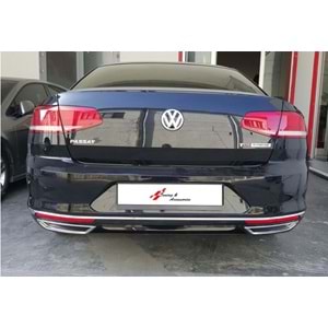 VW Passat B8 2015+ - Krom/Parlak, Tmpn. Üzeri Egzos Çerçevesi, Paslanmaz Çelik, Set