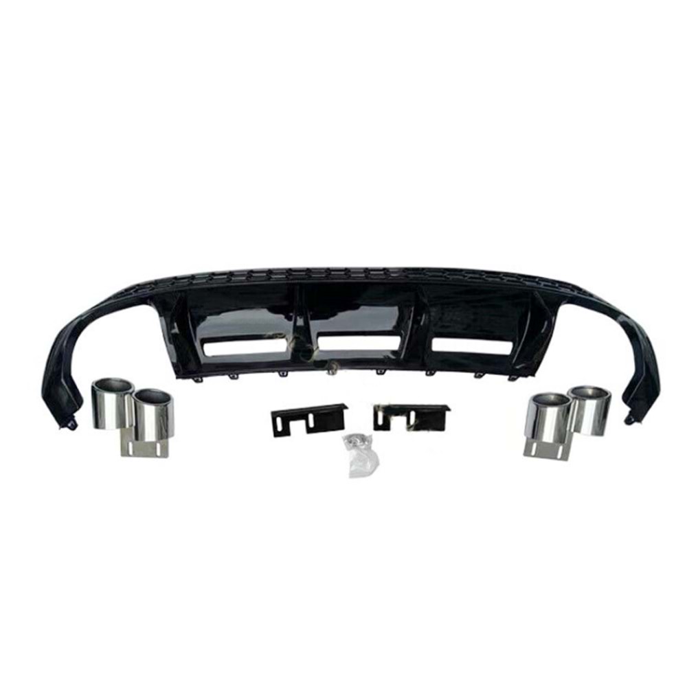 Audi A3 8Y SB 2020+ - Difüzör/Arka, S Line V2 Stil, Egz Ucu, Piano Black Boyalı Ürün Yüzeyi, ABS, Set