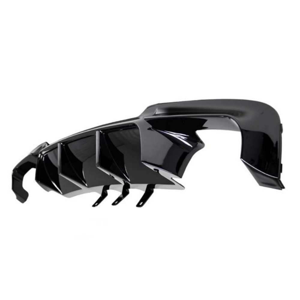 BMW F10 2010+ - Difüzör/Arka, M5 Vorstainer V2 Stil, Sağ Sol Çiftli Çıkış, Piano Black Boyalı Ürün Yüzeyi, ABS