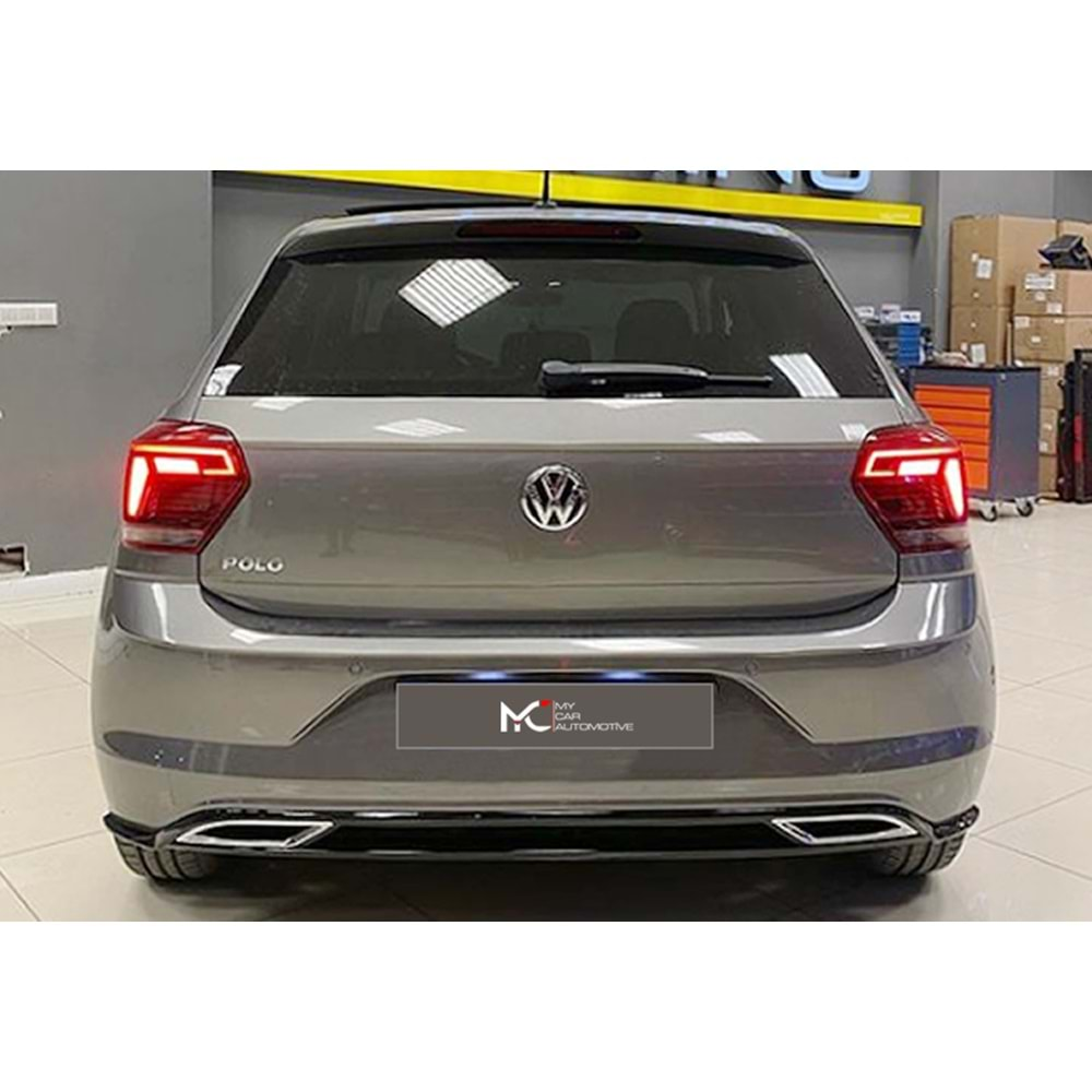 VW Polo Mk6 2017+ - Difüzör R Line Stil Kromlu , Piano Black Boyalı Ürün Yüzeyi ABS Set