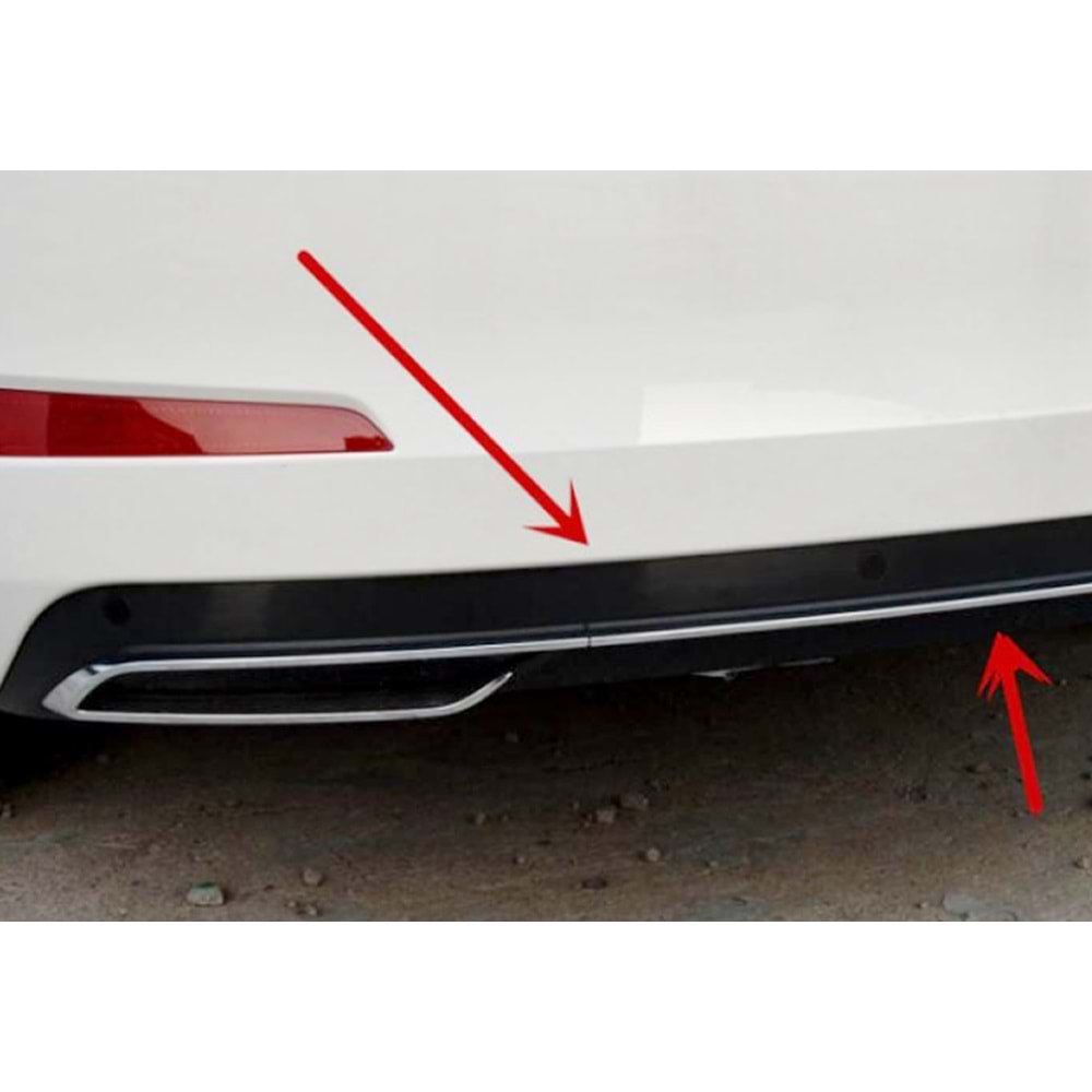 Skoda Octavia Mk3 2013+ - Difüzör/Arka, Sportline Oem V1 Stil, Krom Stripli, Piano Black Boyalı Ürün Yüzeyi, ABS, Set