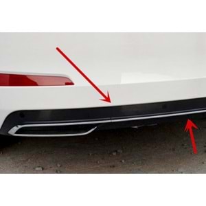 Skoda Octavia Mk3 2013+ - Difüzör/Arka, Sportline Oem V1 Stil, Krom Stripli, Piano Black Boyalı Ürün Yüzeyi, ABS, Set