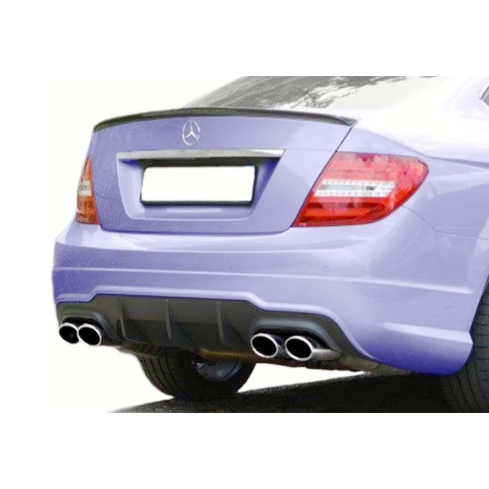 M. Benz W204 FL 2011+ - Difüzör/Arka, C63 AMG Stil, Sağ Sol Çiftli Çıkış, Mat Siyah Ürün Yüzeyi, ABS