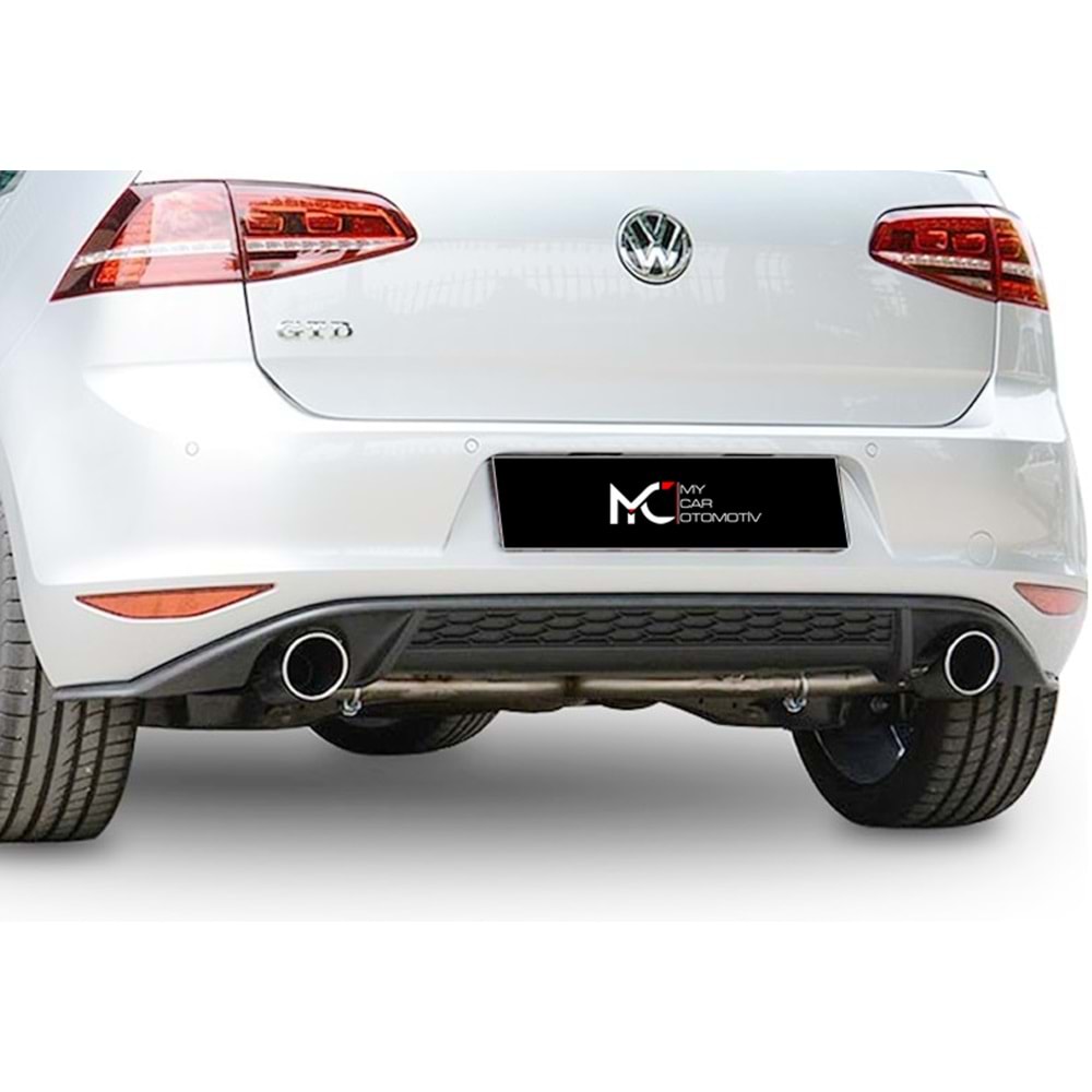 VW Golf Mk7 2012+ - Difüzör/Arka GTI Stil, Sağ Sol Tekli Çıkış, Piano Black Boyalı Ürün Yüzeyi, ABS