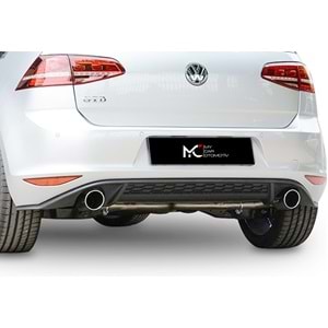 VW Golf Mk7 2012+ - Difüzör/Arka GTI Stil, Sağ Sol Tekli Çıkış, Piano Black Boyalı Ürün Yüzeyi, ABS