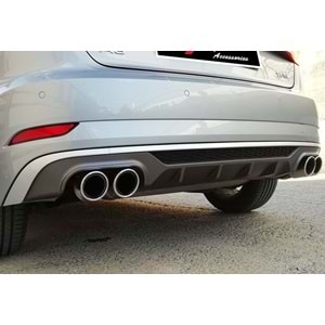 Audi A3 8V FL HB 2017+ - Difüzör/Rear, S3 Std. Line V2 Stil, Std. Tmpn./Krm. Egz. Ucu, Mat Gri Boyalı Ürün Yüzeyi, ABS