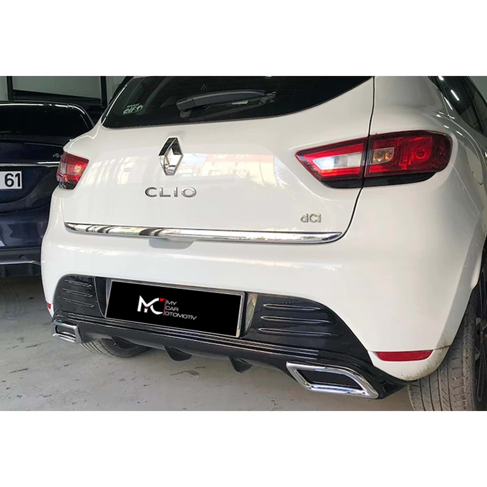 Renault Clio 4 2012+ - Difüzör/Arka, C Sport V1 Stil, Egz. Çerçevesi, Piano Black, Vakum, Set