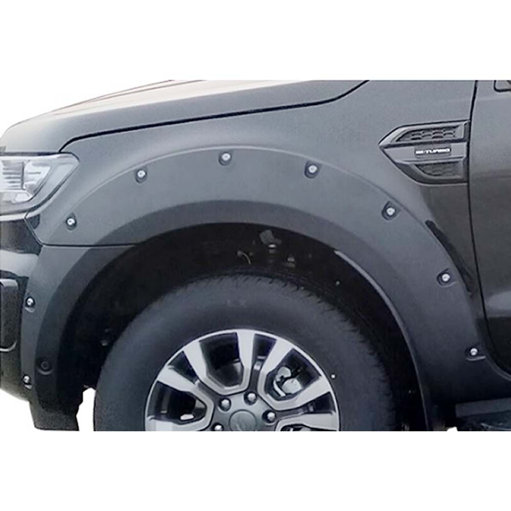 Ford Ranger T6 FL1 2015+ - Çamurluk Kaplaması/Üst, Elegance V2 Stil Vidalı, Mat Siyah Ürün Yüzeyi, ABS, Set