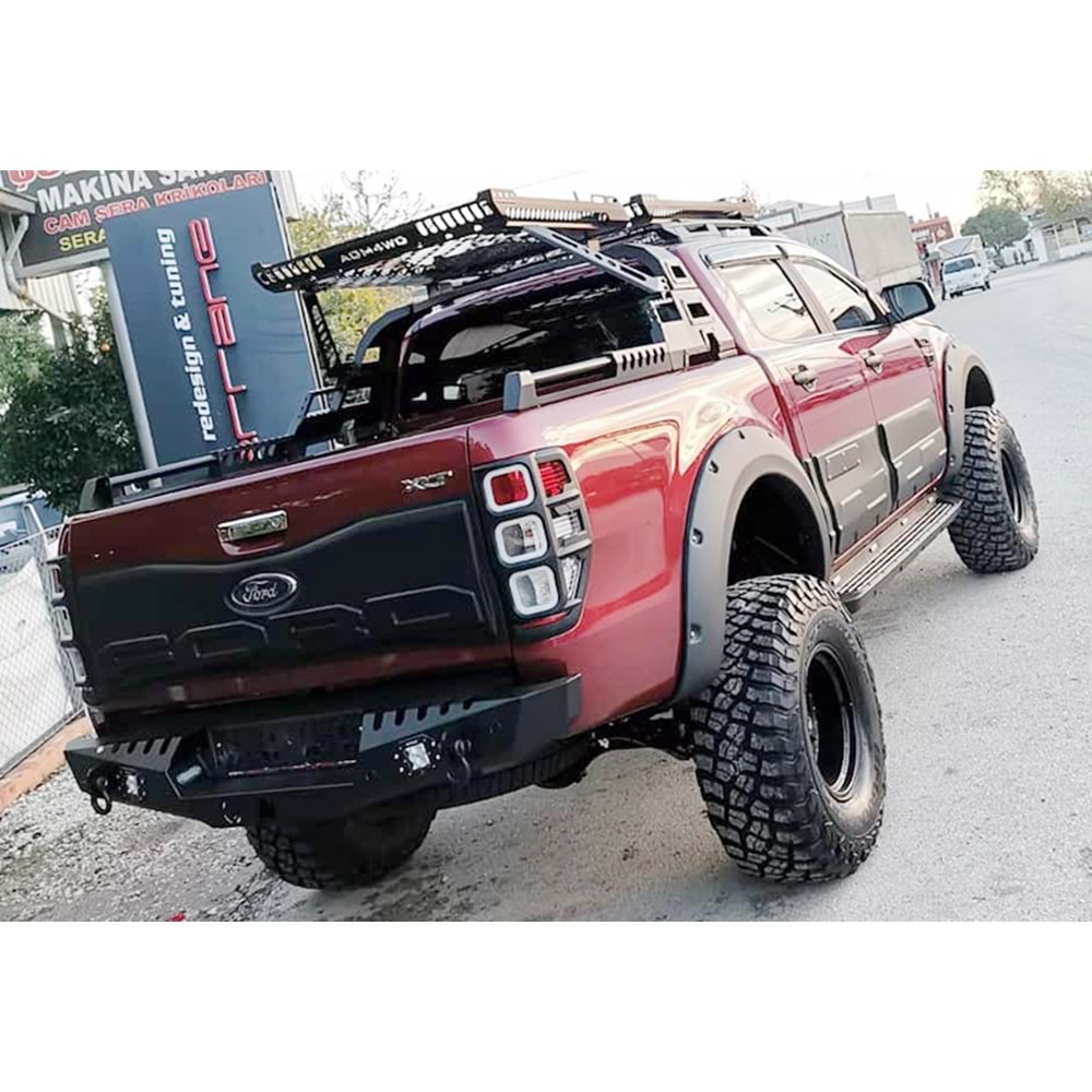 Ford Ranger Wildtrak T6 FL2 2018+ - Çamurluk Kaplaması/Üst, A Plus Elegance V3 Stil, P. Sensör Delikli, Mat Siyah Ürün Yüzeyi, Vkm., Set