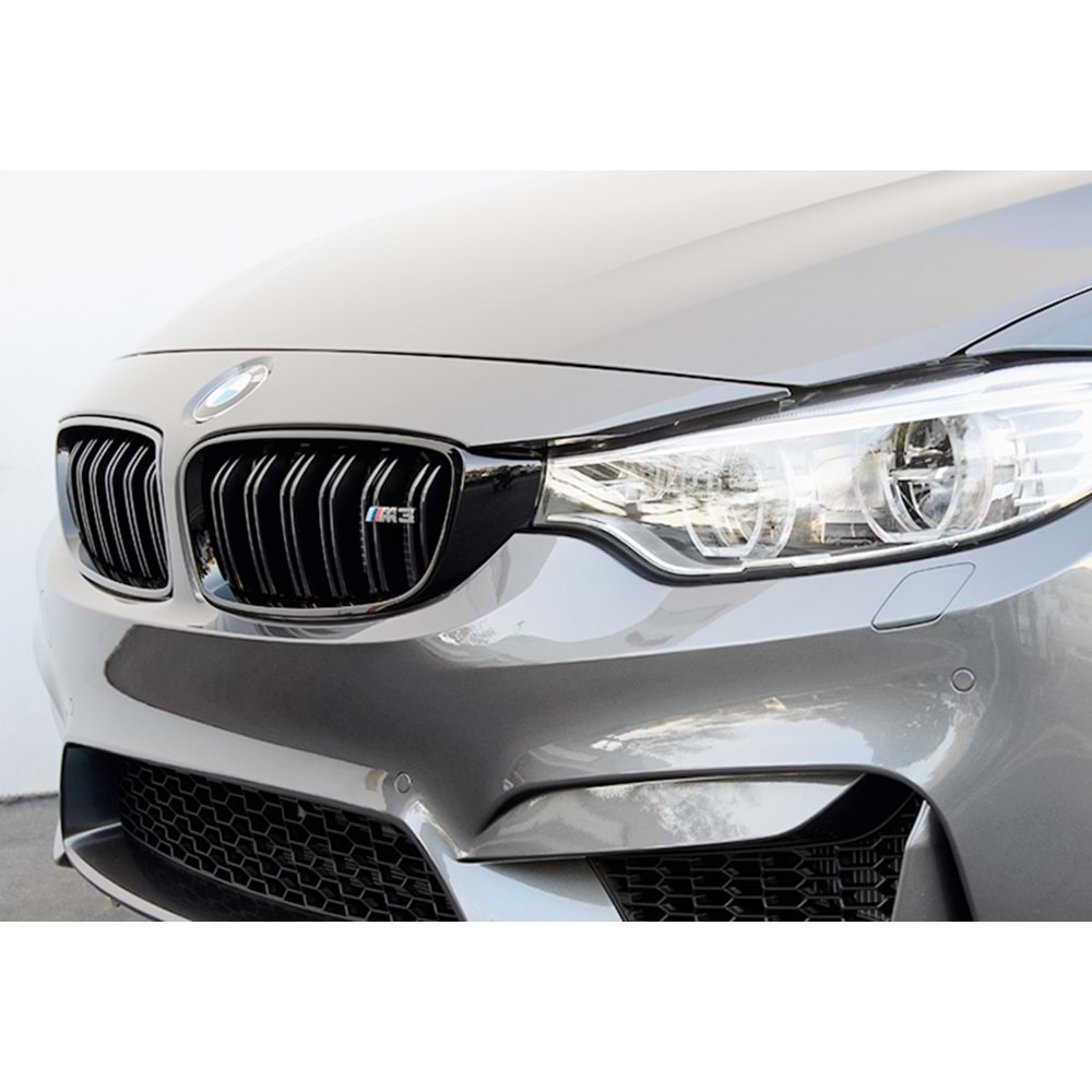 BMW F30 2012+ - Panjur M3 Stil, Çift Çizgi, Piano Black Çerçeve/İç Yüzey, ABS, Set