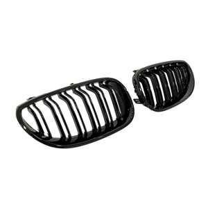 BMW E60 2003+ - Panjur/Ön, M5 Stil, Çift Çizgi, Piano Black Çerçeve/İç Yüzey, ABS, Set