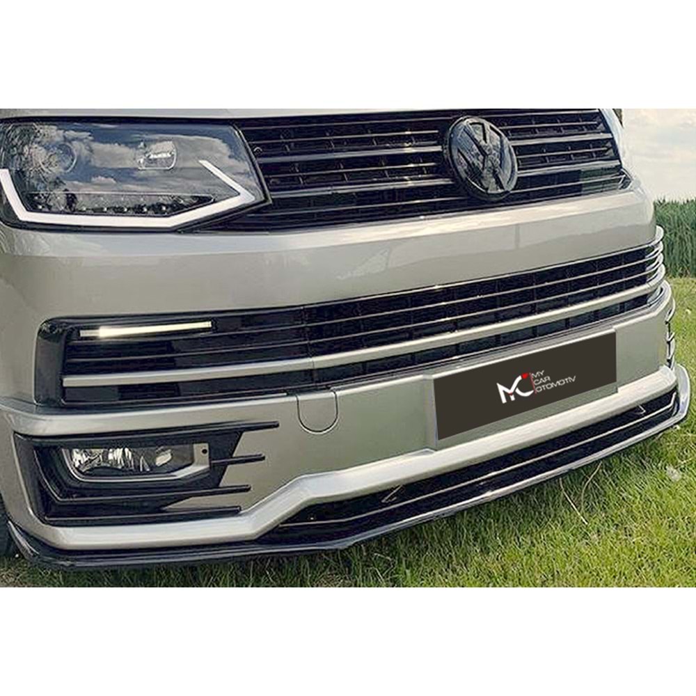VW Transporter T6.1 2016+ - Tampon Lipi/Ön A Plus Sportline V1 Stil, Piano Black Parlak Ürün Yüzeyi, Vakum