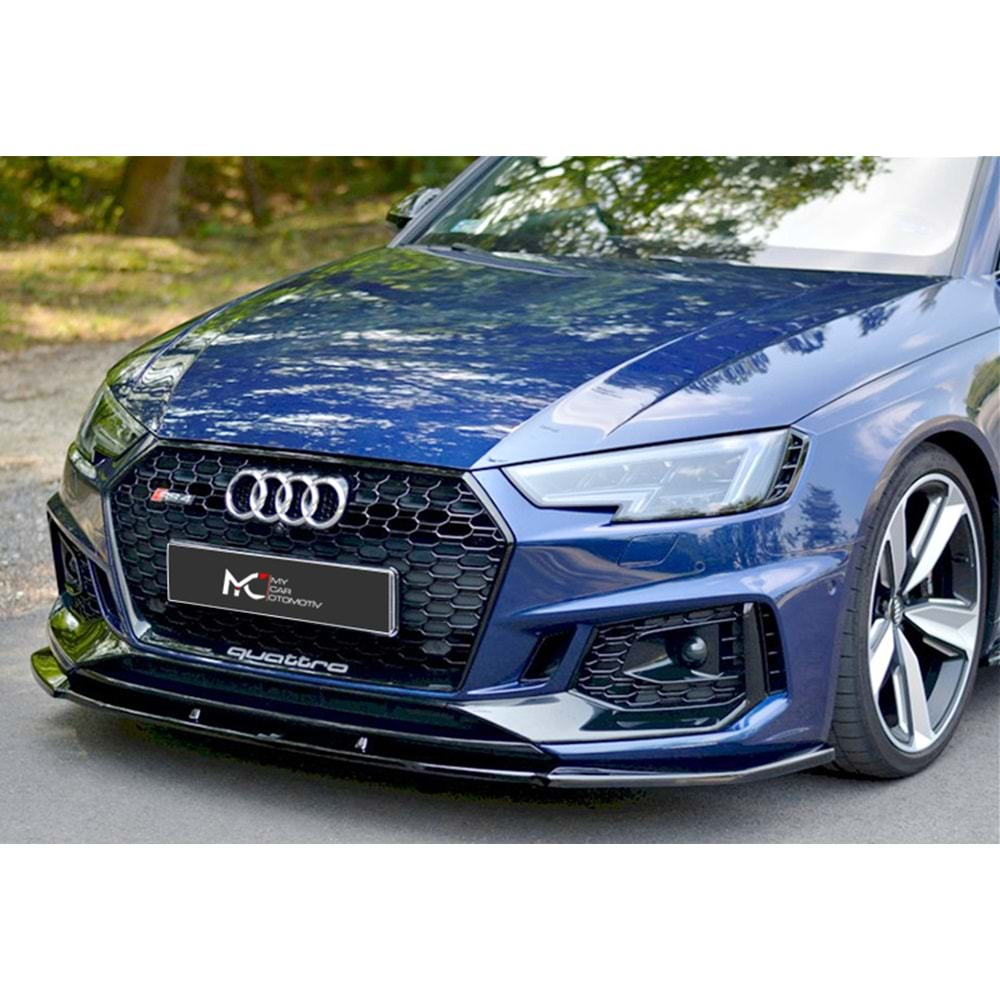 Audi A4 B9 2016+ - Ön Lip Max A Plus+ RS4 V1 Stil, Piano Black Parlak Ürün Yüzeyi Vkm.