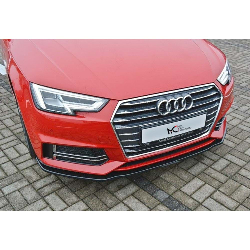 Audi A4 B9 2016+ - Ön Lip Max A Plus+ S4 S Line V2 Stil, Piano Black Parlak Ürün Yüzeyi Vkm.