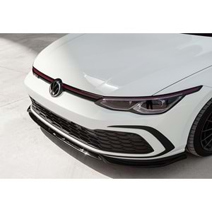 VW Golf Mk8 2019+ - Tampon Lipi/Ön, A Plus+ GTI/R Line V1 Stil, Piano Black Parlak Ürün Yüzeyi, Vakum
