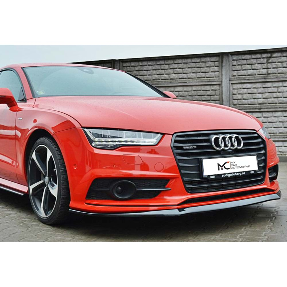 Audi A7 4G8 FL 2014+ - Ön Lip Max A Plus+ S7 S Line V1 Stil, Piano Black Parlak Ürün Yüzeyi Vkm.