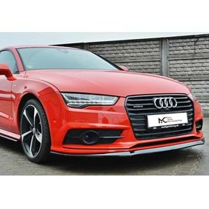 Audi A7 4G8 FL 2014+ - Ön Lip Max A Plus+ S7 S Line V1 Stil, Piano Black Parlak Ürün Yüzeyi Vkm.