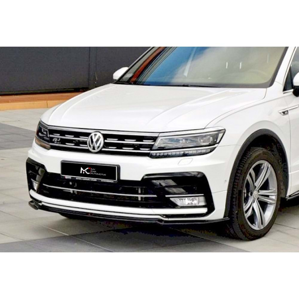 VW Tiguan Mk2 2016+ - Ön Lip Max A Plus+ R/R Line V1 Stil, Piano Black Parlak Ürün Yüzeyi Vkm.