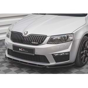 Skoda Octavia Mk3 RS 2013+ - Ön Lip Max A Plus+ V4 Stil, Piano Black Parlak Ürün Yüzeyi Vkm.